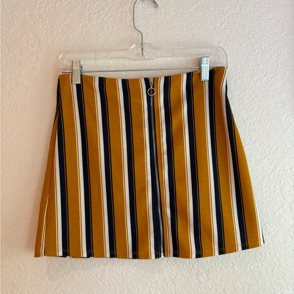 Mustard and Black Striped Mini Skirt